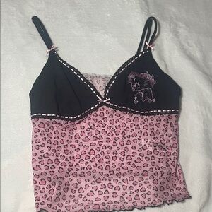 ROMWE Black and Pink Leopard Print Muscle Tee